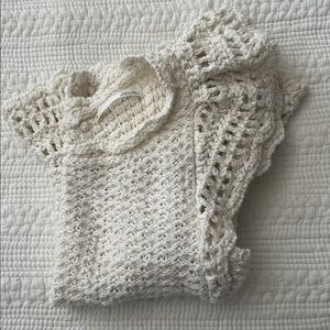 Anthropologie Ivory Textured Knit Top